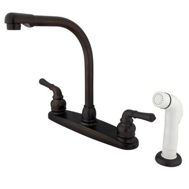 Kingston Brass GKB755 Water Saving Magellan Centerset Kitchen Faucet with White Side Sprayer, Oil Rubbed Bronze Kitchen Faucet Kingston Brass
